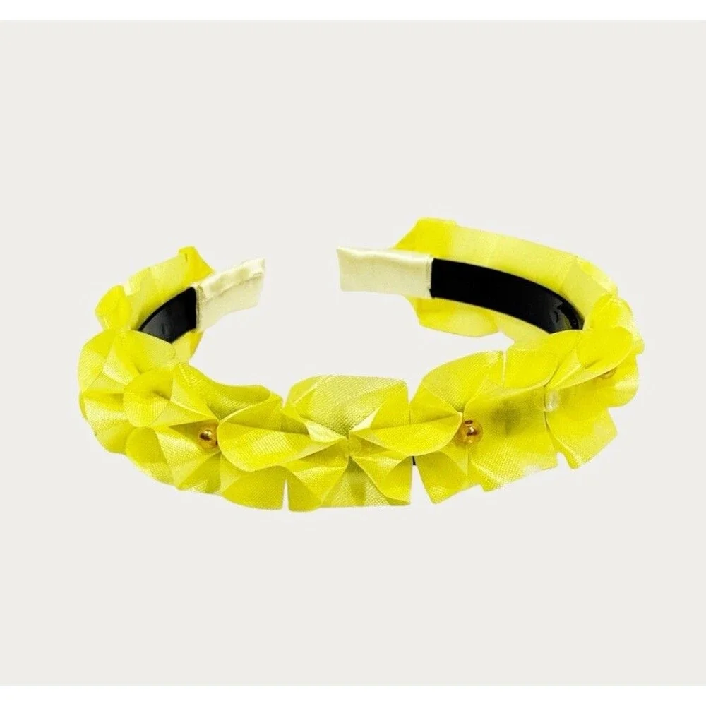 New Headband Yellow with decorative flowers for girls